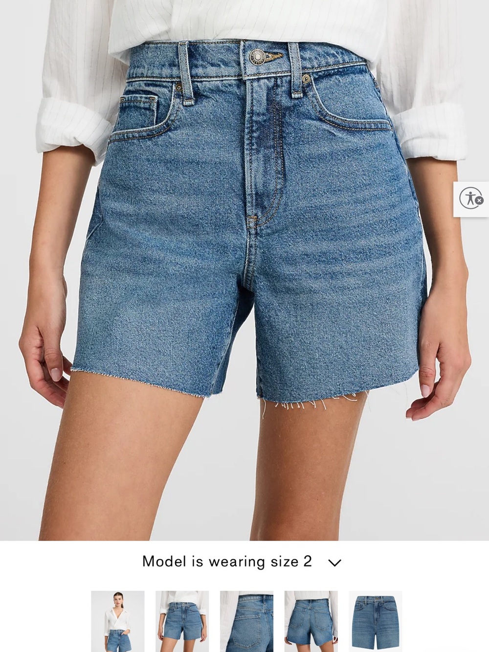 NWT Express High Waisted Medium Wash A-Line 5” Inseam Mom Jean Shorts